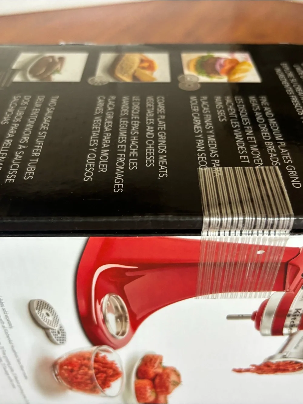 KitchenAid Silver Metal Food Grinder Attachment with Black Sausage Funnels